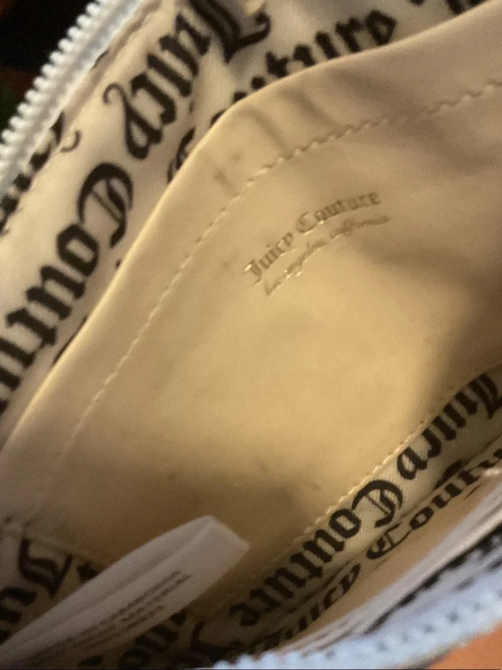 Juicy Couture Rainbow Logo Zip Pouch - White approx 10” x 6”